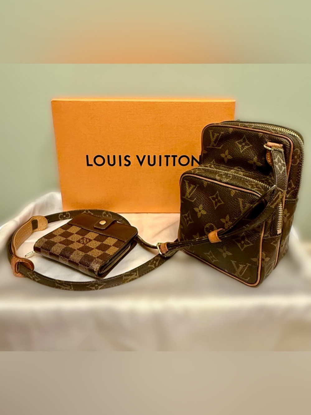 ✨ Louis Vuitton Monogram Amazone crossbody + Damier Ebene Wallet Bundle ✨
